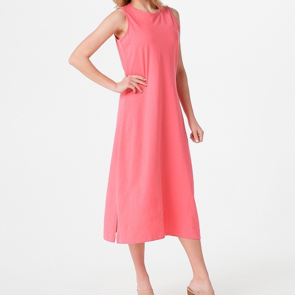 Denim & Co Essentials Textured Knit Midi Tank Dress  14205 - Picture 1 of 2